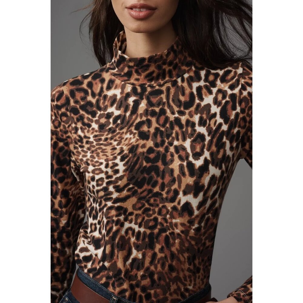 The Hailey Printed Long-Sleeve Turtleneck Top by Maeve XL